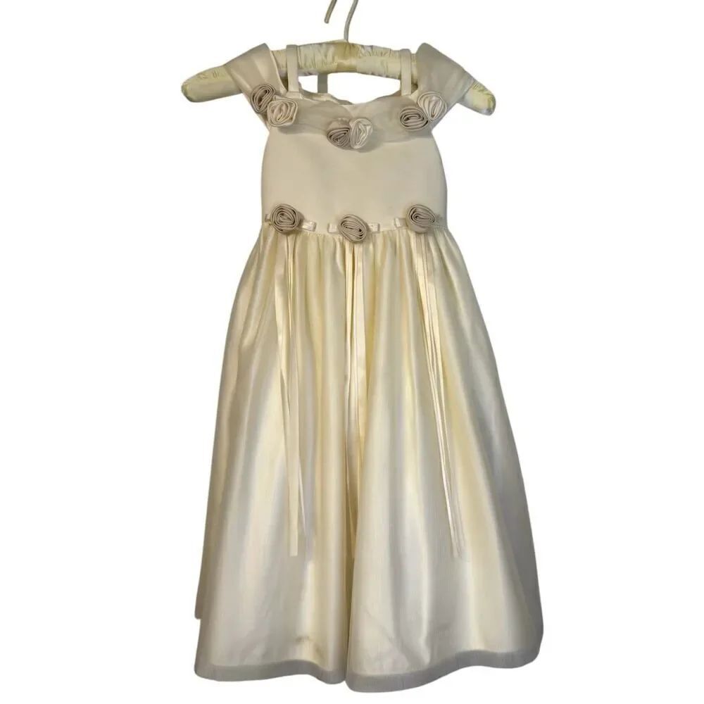 Cinderella Girls Sz. 5 Ivory 3D Roses Party/Wedding/Easter Dress